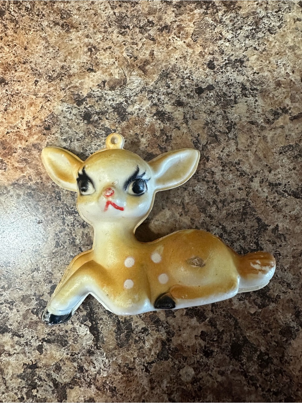 Vintage Plastic Fawn Deer Christmas Ornament